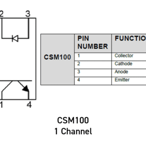 Pin Function Diagram for Ceramic Hermetically Sealed Radiation Hard-Transistor Optocoupler CSM100, CSM101, CSM102, CSM103