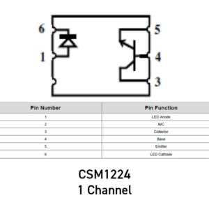 Pin Function Diagram for Hermetically Sealed Radiation Hard-Transistor Optocoupler CSM1224